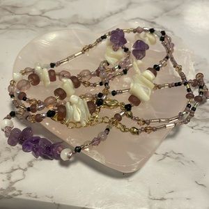 Amethyst chip beaded necklace